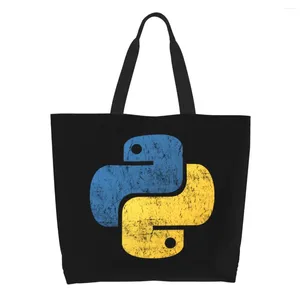 Shoppingväskor vintage python programmerare tote väska rolig nödutvecklare axel stora kapacitet handväskor