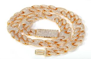 16mm herr Hip Hop Iced Out Cubic Zirconia Coffee Bean Cuban Link Chain Choker Halsband Armband Full Diamond Rapper Chains smycken3015030