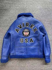 Marka czerwona żółta kurtka bombowca USA rozmiar Avirex Casual Gruby skórzany garnitur do owczej skóry fajne kurtki Top Varsity Jacket Vintage skórzana kurtka samotna 1724