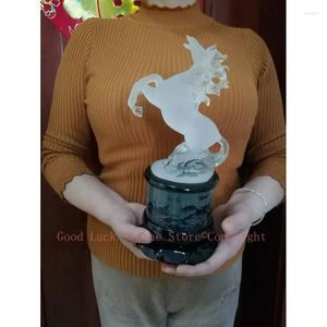 Figurine decorative 28 cm grandi -SHOP REGALO aziendale Portico Hall Efficace mascotte Cavallo di cristallo Fiorente denaro Buona fortuna 3D FENG SHUI Arte