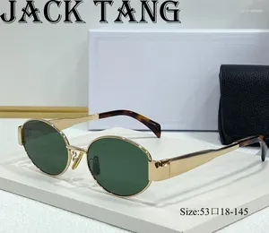 Sunglasses Oval Small For Women Frame Ladies Metal Eyeglasses Green Lens 2024 Designer Summer Sun Glasses