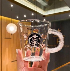 新しいクリエイティブ（飲料）スターバックスキャットクローカップダブルガラスファッションシンプルピンクパープルパンプキンポルノフェスティバルギフトコーヒーカップ