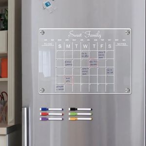 Kühlschrank-Magnetaufkleber, Kalender, Wochenplaner, magnetisch, trocken abwischbar, Whiteboard-Programm, transparentes Acryl, Kühlschrank-Nachrichtenmenü 240219