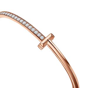 2024 Bangle Bracelet v Gold t Women 18k Rose Full Diamond Wide Narrow Half CouplesQ10