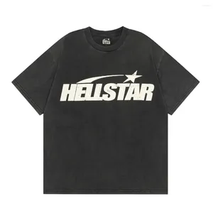 Мужские футболки Hellstar Y2K футболка в стиле хип-хоп с принтом, большой логотип, дышащий панк, ретро, круглый вырез