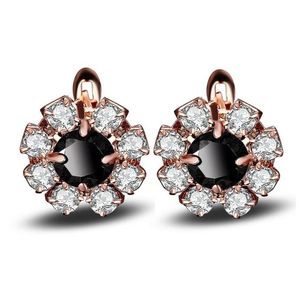 Rose Gold Color Flower Round Black CZ Zircon Flower Small Circle Huggie Hoop Earrings For Women Jewelry Children Girl Baby Kids2988126