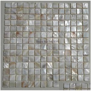 Bakgrundsbilder 11 Square Feet Natural White Square Shell Mosaic Tile Tile Mother of Pearl Kitchen Backsplash Dusch Bakgrund Badrum Drop D DHQGD