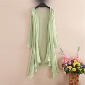 Women's Knits 2024 Summer Casual Thin Irregular Cotton Linen Cardigans LadySun Protection Clothing Women Long Sleeve Midi Shawl Cardigan