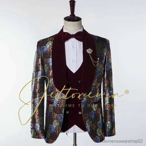 Мужские костюмы Блейзеры Trajes De Hombre Костюм Homme 3 предмета Костюмы для мужчин 2022 Курение Masculino Формальный смокинг Мужской свадебный костюм Жених