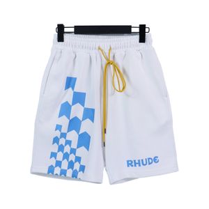 New RHUDE Men Breathable Beach Shorts Men Women Casual Mesh Track Breathable Oversize Rhude Shorts Waist Drawstring Shorts free shipping for black shorts US S-XL