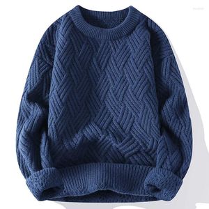 Herrenpullover Herbst Winter Herrenpullover Vintage O-Ausschnitt Einfarbig Herren Strickpullover Lose lässig