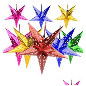 Parti Dekorasyonu Renkli Baskılı Yıldız Kağıt Lantern 60cm Noel Düğün Süslemeleri Led LACHADES DOLDUR TESLİM EV BAHÇE DHKLH