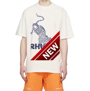 Chaopai Gaojie Herren-T-Shirt mit amerikanischem Leopardenmuster, lässig, Rundhalsausschnitt, kurzärmelig