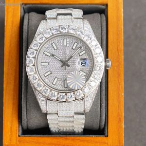 Full Diamond Mens Watch 42mm Automatiska mekaniska klockor med diamantspäckt stål 904L Life Waterproof Wristwatch Fashion Wristwatches Montre de Luxe