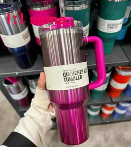 PINK Parade 40oz Quencher H2.0 Mugs Cups camping travel Car cup Stainless Steel Tumblers Cups with Silicone handle Valentine Day Gift 1:1 Same Logo 0219