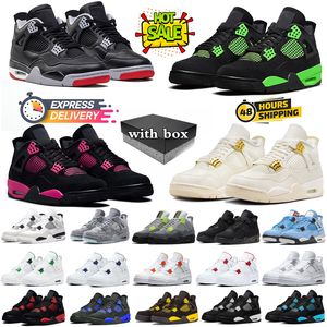 Jumpman 4 Basketball Shoes for Men Women 4S Bred Regalaged Military Black Cat Sail Red Cement Yellow Thunder White Oreo Cool Gray Blue University with box