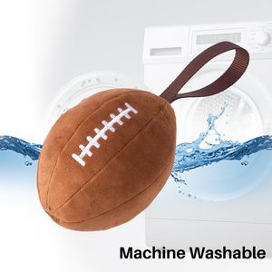 Weicher Crinkle-Plüsch-Rugbyball mit Seil für kleine, mittelgroße und große Hunde. Individuelles, langlebiges, quietschendes Kauspielzeug für Hunde