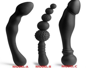 NEW 3 Styles Manual Black Big Pull Beads Anal Plug Silicone Dildo Anal Double Head Butt Plug Sex Toys For Gay Men4048418