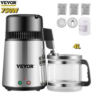 Vevor 4l filtro de água pura 304 aço inoxidável casa garrafa de água potável destilador máquina elétrica purificador filtragem dental 222516