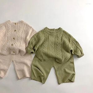 Kleidung Sets 2024 Herbst Kinder Langarm Kleidung Set Baby Jungen Casual Pullover Anzug Mädchen Strickjacke Jacke Kinder Strickwaren Outfits