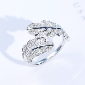 2024 Choucong Brand Wedding Rings Luxury Jewelry 925 Sterling Silver Fill Pave White Sapphire CZ Diamond Gemstones Party Eternity Feather Bridal Ring Gift