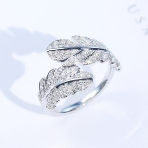 2024 CHOUCONG Märke bröllopsringar lyxiga smycken 925 Sterling Silver Fill Pave White Sapphire Cz Diamond GemStone Party Eternity Feather Bridal Ring Gift