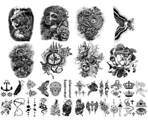 Meterhine 32 ark vattentät tillfällig falska tatuering klistermärken av unika bilder eller totem för män kvinnor tjej87530865285710