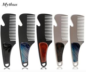 Professional Pocket Hair Comb Stainless Steel Portable Men Beard Comb For Shaving Beer Opener Outdoor Portable Metal Mustache Comb3339884