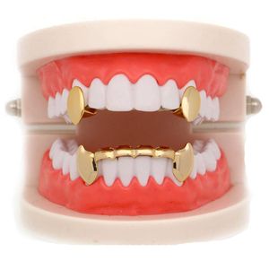 Vampire Fangs hip hop braces 18K Gold Plated Grillz men039s and women039s golden tiger teeth9334581