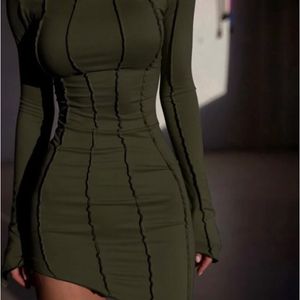 Julissa Mo Sexy Solid Patchwork O Neck Mini Dres Autumn Bodycon Bodycon długie rękaw Slim Fit Elegant Party Club Vestido Y240130