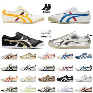 Asics tiger mexico 66 Shoes Women Mens Designer Casual Slip-On Leather Silver Birch Green Red Yellow White Black Canvas Trainers【code ：L】Sports Sneakers