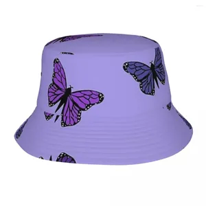 Berets Purple Butterfly Bucket Hats Panama Hat Children Bob Outdoor Fashion Fisherman For Summer Fishing Unisex Caps