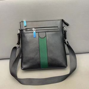 Valigetta a righe nere in pura pelle da uomo del famoso designer, borsa per laptop, borsa da ufficio, borsa a tracolla, borsa a tracolla da viaggio