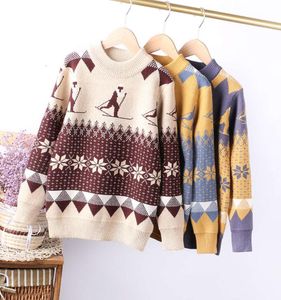 Cardigan físico shootingboy039s inverno jacquard correspondência de cores pulôver grande kids039s sweater6174112