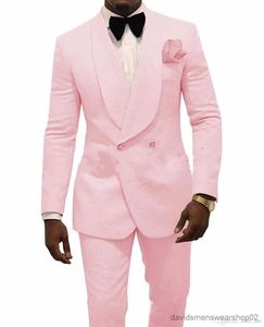 Erkekler Suits Blazers Jeltonewin 2023 Çifte Bravatalı Siyah Damat Smokin Shwal Kap Groomsman Düğün Takımları Erkekler İşletme Balo En İyi Adam Blazer