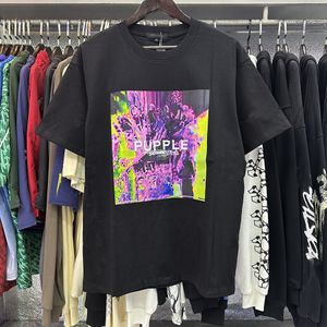 パープルブランドY2KシャツデザイナーメンズTシャツハイストリートプリントカップルカジュアルルーズトップ半袖サイズS-XL