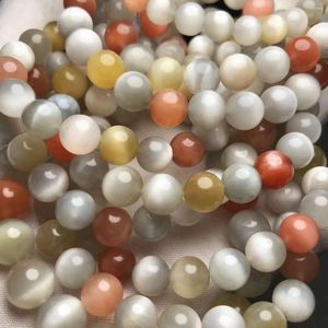 Loose Gemstones Meihan Wholesale Top Natural Colorful Cat's Eye Stone Smooth Round Beads For Jewelry Making Design Bracelet DIY