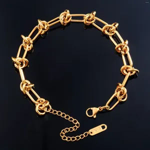 Länkarmband Chic Knoting Chain rostfritt stålarmband för kvinnor handkamp med förlängningsguld/silverfärg i fotleds fotled