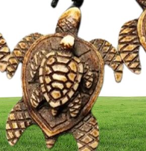 12 pcs Fashion Jewelry Imitation Yak Bone Carving Turtles Pendant Adjustable Cord Necklace62734917054614