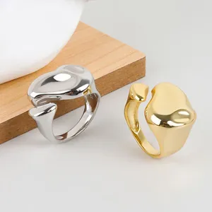 Klaster Pierścienie BF Club 925 Sterling for Women Fashion Geometryczne ręcznie robione nieregularny złoty pierścień Prezent Świąteczny