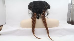 Aohai 2 tons 2 tranças longa peruca dianteira do laço fibra resistente ao calor completo 24 polegadas longo barato cabelo sintético replacement3233178