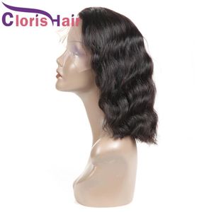 Kısa bob dantel ön insan saç perukları perulu vücut dalgası pixie kesim cluseless peruk siyah kadınlar için doğal saç çizgisi ön kopuk b7565648