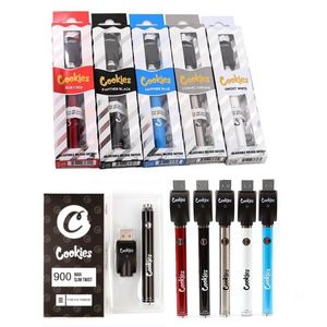 Cookies Slim Twist Battery 900mAh Preheat VV Bottom Adjustable Voltage for 510 Carts Cartridges Wax Concentrate Pens Vaporizer with USB Charger
