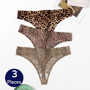 Calcinha feminina Bzel 3 pçs / set moda leopardo tangas mulher sem costura roupa interior sexy lingerie respirável aconchegante g-strings t-back