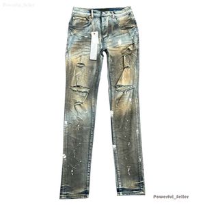 Jeans herrar lila kvinnor staplade långa byxor ksubi rippade high street jeans retro färg fläck lapp hål denim streetwear silm fötter mikro elastik 6132