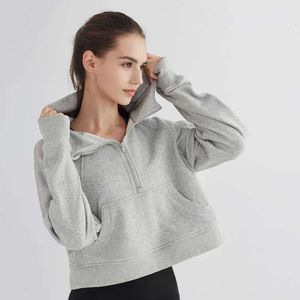 Casaco esportivo feminino meio zíper com capuz suéter solto versátil casual terno de beisebol corrida fitness yoga academia roupas jaqueta top