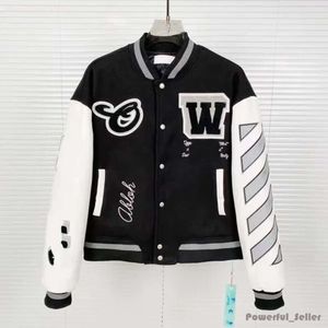 Varsitys Top Off Designer-Jacke, Off-White-Jacke, 2024, Herrenjacken, Herren-Designer-Offensive von Windjacke, Varsity Vintage Off-White-T-Shirt, lockere lange Baseball-Hüfte 1531