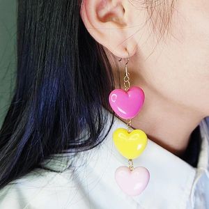 Dangle Earrings Candy Color Acrylic Love Women's Sweet Contrast Colors Simple Earstuds Personalized