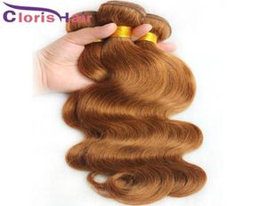 Charming Body Wave Brazilian Weave Bundles 30 Medium Auburn Virgin Human Hair Extensions Blonde bresilienne Wavy Weaving Deals13428676484