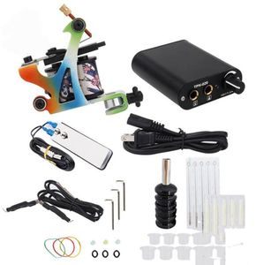 Starter Tattoo Kit 8 Wrap Coils Tattoo Gun Machines Grips Needles Tips Power Supply Tatu Tattoo Supplies2113578